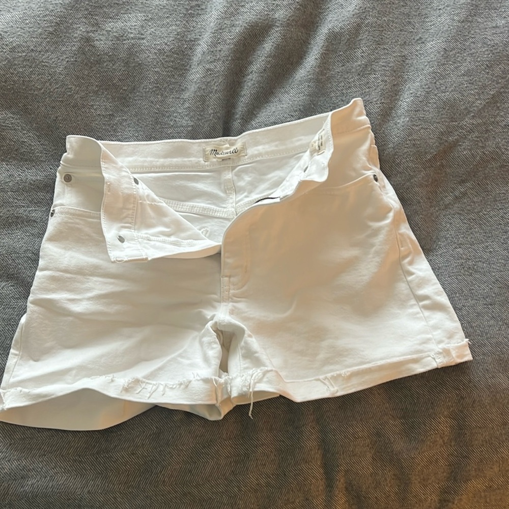 Madewell white denim shorts!